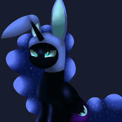Size: 1500x1500 | Tagged: safe, artist:king-sombrero, nightmare moon, g4, bunny ears, cute, female, solo