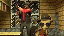 Size: 1191x670 | Tagged: safe, pony, 3d, gmod, minecraft, parody, ponified, sniper, sniper (tf2), sniperpony, team fortress 2