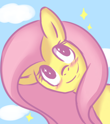 Size: 2500x2800 | Tagged: safe, artist:ranillopa, fluttershy, g4, blushing, female, high res, looking up, solo