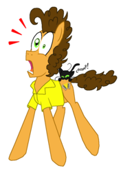 Size: 678x962 | Tagged: safe, artist:crazynutbob, cheese sandwich, earth pony, kwami, pony, g4, biting, chomp, clothes, crossover, miraculous ladybug, pain, plagg, simple background, transparent background