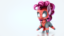 Size: 1920x1080 | Tagged: safe, artist:torifeather, pinkie pie, g4, chibi, clothes, cosplay, costume, deadpool, female, marvel, pinkiepool, solo, wallpaper