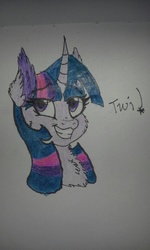 Size: 768x1280 | Tagged: safe, artist:saphi-boo, twilight sparkle, g4, chest fluff, ear fluff, female, solo, traditional art