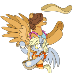 Size: 2222x2121 | Tagged: safe, artist:dbkit, derpy hooves, hoops, pegasus, pony, g4, apron, baking, clothes, ditzyhoops, duo, female, high res, male, mare, shipping, simple background, straight, transparent background