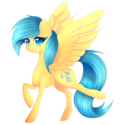 Size: 900x917 | Tagged: safe, artist:fluffymaiden, sunshower raindrops, g4, female, heart, heart eyes, looking at you, raised hoof, simple background, solo, spread wings, transparent background, wingding eyes