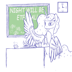 Size: 2000x2000 | Tagged: safe, artist:soveno, nightmare moon, g4, female, high res, simple background, solo, teacher