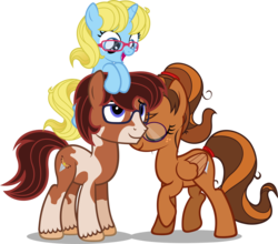 Size: 3247x2861 | Tagged: safe, artist:zacatron94, oc, oc only, oc:antares, oc:miriya, oc:vernzo mocha, earth pony, pegasus, pony, unicorn, female, filly, glasses, high res, male, mare, parent, stallion