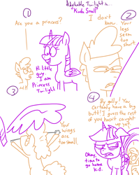 Size: 1280x1611 | Tagged: safe, artist:adorkabletwilightandfriends, twilight sparkle, oc, oc:johnny, alicorn, earth pony, pony, comic:adorkable twilight and friends, g4, adorkable twilight, colt, comic, female, filly, humor, lineart, mare, slice of life, twilight sparkle (alicorn)