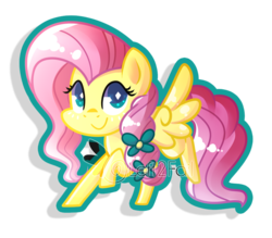 Size: 900x788 | Tagged: safe, artist:drawntildawn, fluttershy, crystal pony, pony, g4, chibi, crystallized, female, looking at you, solo, watermark