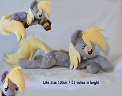 Size: 4376x3456 | Tagged: safe, artist:epicrainbowcrafts, derpy hooves, pegasus, pony, g4, female, irl, life size, mare, misspelling, photo, plushie, solo