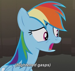 Size: 928x881 | Tagged: safe, screencap, rainbow dash, g4, testing testing 1-2-3, descriptive noise, meme