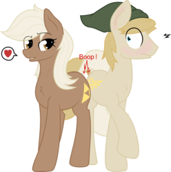 Size: 7974x8045 | Tagged: safe, artist:anearbyanimal, artist:plone, earth pony, pony, absurd resolution, bedroom eyes, blushing, butt bump, butt to butt, butt touch, crossover, ear blush, epona, female, frown, grin, heart, link, mare, ponified, raised hoof, shipping, simple background, smiling, the legend of zelda, transparent background, vector, wide eyes