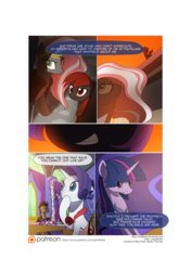 Size: 1024x1451 | Tagged: safe, artist:gashiboka, doctor whooves, rarity, time turner, twilight sparkle, oc, oc:firestorm, oc:midnight moon, oc:night star, alicorn, bat pony, earth pony, pegasus, pony, unicorn, comic:recall the time of no return, g4, bat pony oc, comic, patreon, patreon logo, twilight sparkle (alicorn)