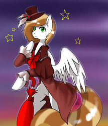 Size: 1280x1489 | Tagged: safe, artist:storyofthemy, oc, oc only, oc:coffee cream, pony, bipedal, clothes, crossdressing, femboy, hat, male, solo, trap, umbrella