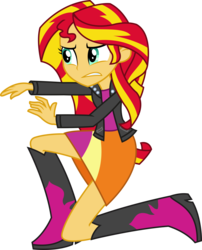Size: 2930x3620 | Tagged: safe, artist:sketchmcreations, sunset shimmer, equestria girls, g4, my little pony equestria girls: rainbow rocks, crouching, female, frown, gritted teeth, high res, kneeling, simple background, solo, transparent background, vector