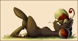 Size: 1186x625 | Tagged: safe, artist:pimander1446, oc, oc only, oc:squeaky pitch, animated, hay stalk, solo, straw in mouth