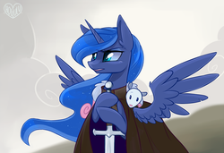 Size: 1024x701 | Tagged: safe, artist:meekcheep, princess luna, tiberius, a song of ice and fire, crossover, eddard stark, game of thrones, ned stark, winter is coming