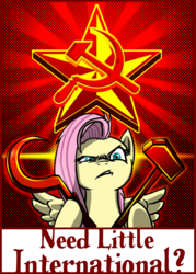 Size: 1000x1400 | Tagged: safe, artist:wangkingfun, fluttershy, pony, g4, communism, female, solo, soviet union, wat