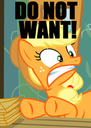 Size: 329x463 | Tagged: safe, applejack, apple family reunion, g4, cringing, do not want, reaction image, wtf