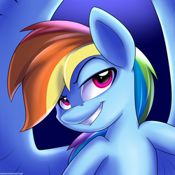Size: 1024x1024 | Tagged: safe, artist:neoncel, rainbow dash, pegasus, pony, g4, female, grin, large wings, solo