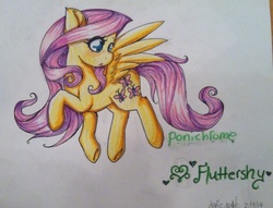 Size: 960x734 | Tagged: safe, artist:queensmil3y, fluttershy, g4, female, solo, traditional art