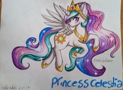 Size: 960x702 | Tagged: safe, artist:queensmil3y, princess celestia, g4, female, solo, traditional art