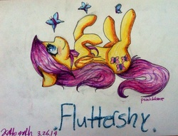 Size: 960x734 | Tagged: safe, artist:queensmil3y, fluttershy, g4, female, solo, traditional art