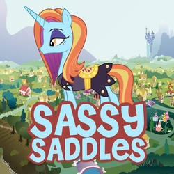 Size: 5000x5000 | Tagged: safe, artist:1nsp1r, sassy saddles, pony, unicorn, g4, absurd resolution, female, giant pony, giantess, macro, mare, ponyville, solo
