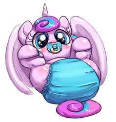Size: 950x1000 | Tagged: artist needed, safe, princess flurry heart, alicorn, pony, g4, baby, baby flurry heart, baby pony, blue diaper, cute, daaaaaaaaaaaw, diaper, diapered, diapered filly, drool, pacifier, solo