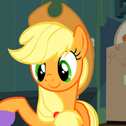 Size: 424x424 | Tagged: safe, screencap, applejack, earth pony, pony, g4, spike at your service, animated, female, mare
