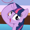 Size: 100x100 | Tagged: safe, edit, edited screencap, screencap, twilight sparkle, pony, unicorn, bridle gossip, g4, animated, bust, derp, female, horn, hornjob, icon, mare, portrait, smiling, solo, water