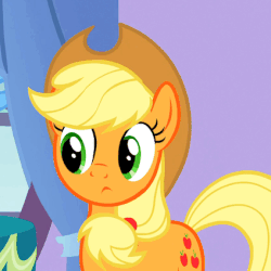 Size: 424x424 | Tagged: safe, screencap, applejack, rainbow dash, earth pony, pony, g4, spike at your service, animated, blinking, cute, female, jackabetes, mare
