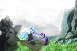 Size: 1024x683 | Tagged: safe, artist:talonsofwater, princess celestia, twilight sparkle, alicorn, pony, g4, crossover, female, mare, star wars, star wars: the force awakens, twilight sparkle (alicorn)