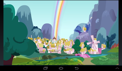 Size: 1024x600 | Tagged: safe, gameloft, screencap, g4, cutscene, no pony, ponyville, rainbow