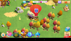 Size: 1024x600 | Tagged: safe, gameloft, screencap, trouble shoes, twist, uncle orange, g4, apple tree, appleloosa, background pony, game screencap, hot air balloon, sweet apple acres, tree