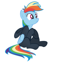 Size: 1513x1600 | Tagged: safe, artist:v-d-k, rainbow dash, pegasus, pony, g4, catsuit, female, ninja, rainbow dash always dresses in style, simple background, sitting, sneaking suit, solo, transparent background, vector