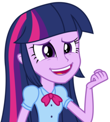 Size: 1953x2169 | Tagged: safe, artist:sketchmcreations, twilight sparkle, equestria girls, g4, my little pony equestria girls: rainbow rocks, arm, arms, awkward smile, blouse, bowtie, breasts, bust, clothes, faic, female, fist, hair, nervous, nervous laugh, nervous smile, open mouth, puffy sleeves, simple background, smiling, solo, teenager, teeth, transparent background, twilight sparkle (alicorn), vector