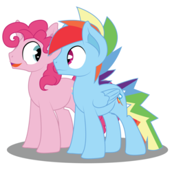 Size: 1600x1600 | Tagged: safe, artist:dr-whiskey, pinkie pie, rainbow dash, g4, bubble berry, rainbow blitz, rule 63, simple background, transparent background