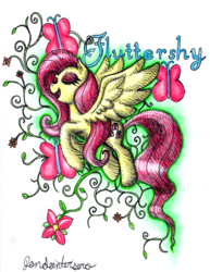 Size: 1700x2200 | Tagged: safe, artist:dmiester55, fluttershy, g4, female, pen drawing, solo, traditional art