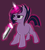 Size: 2203x2437 | Tagged: safe, artist:neuro, twilight sparkle, pony, unicorn, g4, alternate hairstyle, female, frown, glare, glowing, high res, levitation, magic, mare, open mouth, purple background, short hair, short mane, simple background, solo, sword, telekinesis, unicorn twilight, weapon