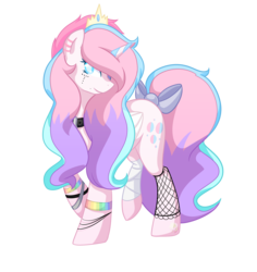 Size: 5100x5400 | Tagged: safe, artist:siimplymeep, oc, oc only, oc:bubblegum, alicorn, pony, absurd resolution, alicorn oc, crown, female, looking up, pose, solo