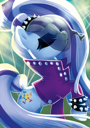 Size: 637x900 | Tagged: safe, artist:yulyeen, coloratura, earth pony, pony, g4, the mane attraction, clothes, countess coloratura, eyes closed, female, mare, profile, solo