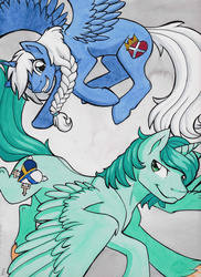 Size: 800x1098 | Tagged: safe, artist:nothingspecialx9, oc, oc only, alicorn, pony, duo, traditional art