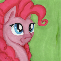 Size: 1024x1028 | Tagged: safe, artist:sparklyon3, pinkie pie, earth pony, pony, rcf community, g4, bust, female, mare, portrait, smiling, solo, traditional art
