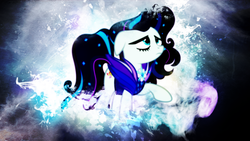 Size: 2560x1440 | Tagged: safe, artist:shaakuras, artist:weekendroses, coloratura, g4, abstract background, countess coloratura, female, grunge, mare, raised hoof, rara, smoke, vector, wallpaper