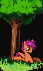 Size: 617x1029 | Tagged: safe, artist:244705jr, scootaloo, g4, black background, female, simple background, solo, tree