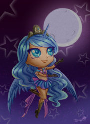 Size: 2150x2964 | Tagged: safe, artist:auriaslayer, princess luna, human, g4, chibi, crossover, female, high res, humanized, sailor luna, sailor moon (series), solo