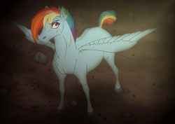 Size: 1200x848 | Tagged: safe, artist:dartzu, rainbow dash, g4, alternate timeline, apocalypse dash, crystal war timeline, female, hoers, realistic, scar, solo, torn ear