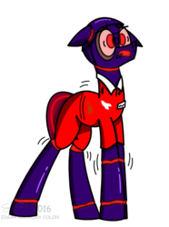 Size: 595x800 | Tagged: safe, artist:derpanater, oc, oc only, oc:turnip soup, fallout equestria, clothes, commission, dance of the orthrus, digital art, floppy ears, frown, glowing, horrified, jumpsuit, open mouth, purple, scared, shaking, shell, shivering, simple background, solo, transparent background, wide eyes