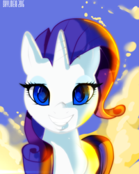 Size: 1177x1470 | Tagged: safe, artist:skyart301, rarity, g4, female, grin, looking at you, nightmare fuel, solo