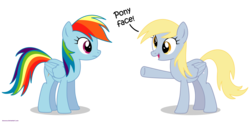 Size: 2500x1228 | Tagged: safe, artist:larsurus, derpy hooves, rainbow dash, pegasus, pony, g4, female, mare, simple background, transparent background, vector